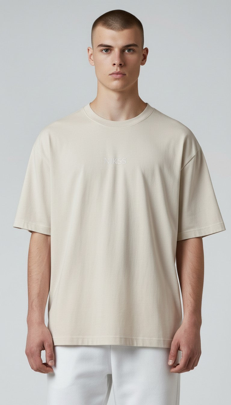 NIKSS Forged In Silver Tee-Sand Beige 220G
