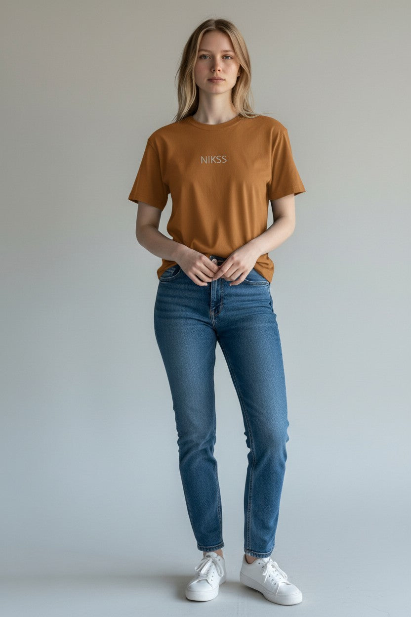 NIKSS Forged In Silver Tee-Women`s Fit Rust Brown 180G