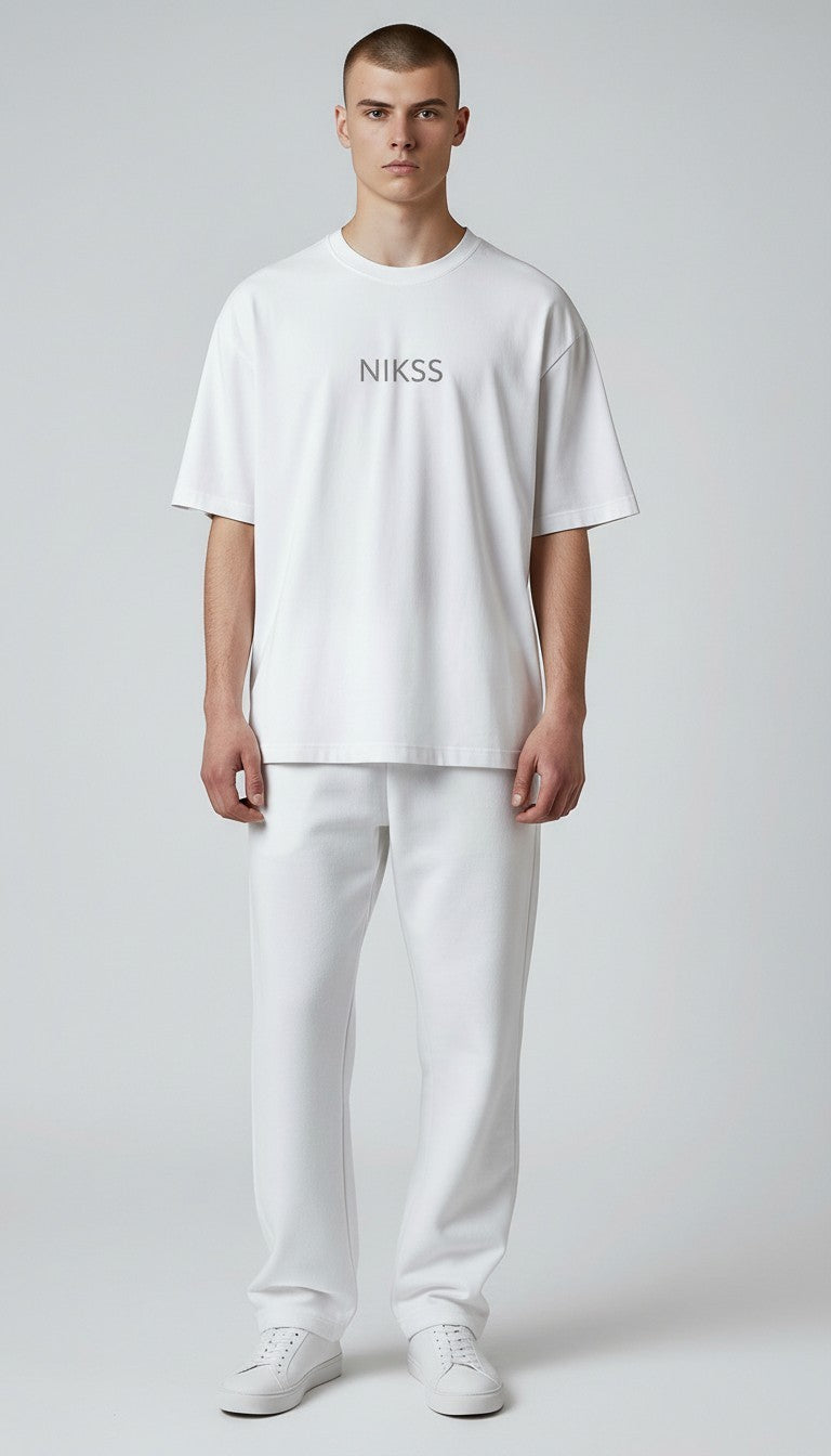 NIKSS Forged In Silver Tee-Crisp White 220G