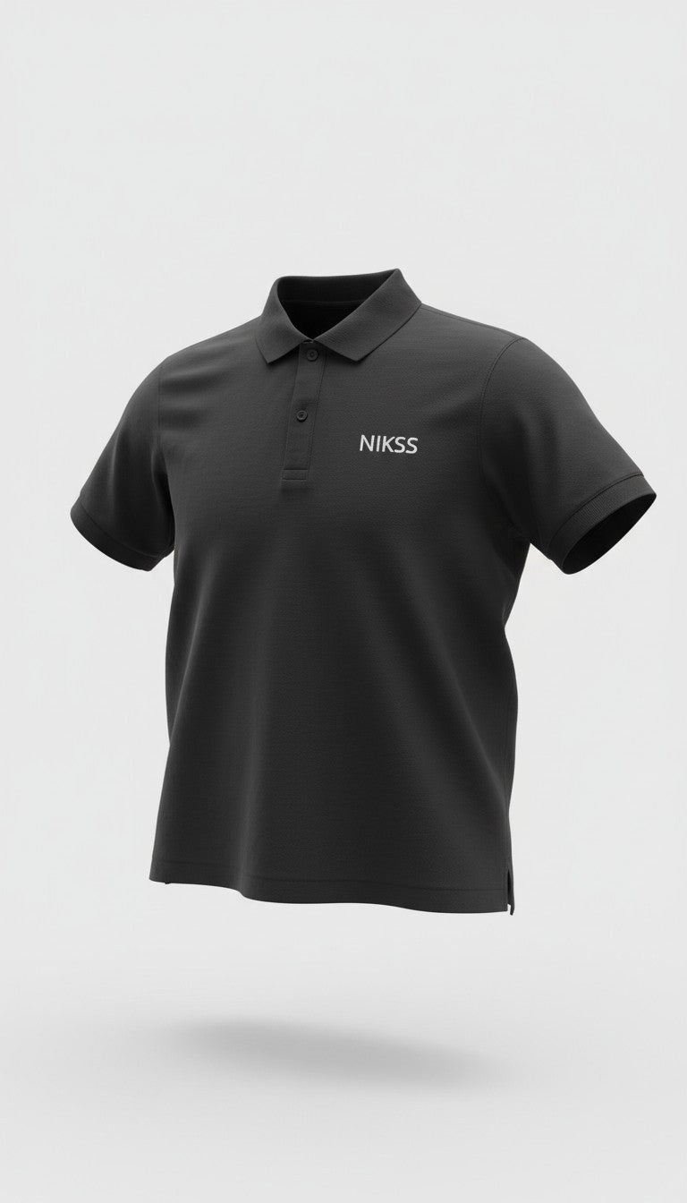 NIKSS Silver Masterpiece Premium Polo-Classic Black