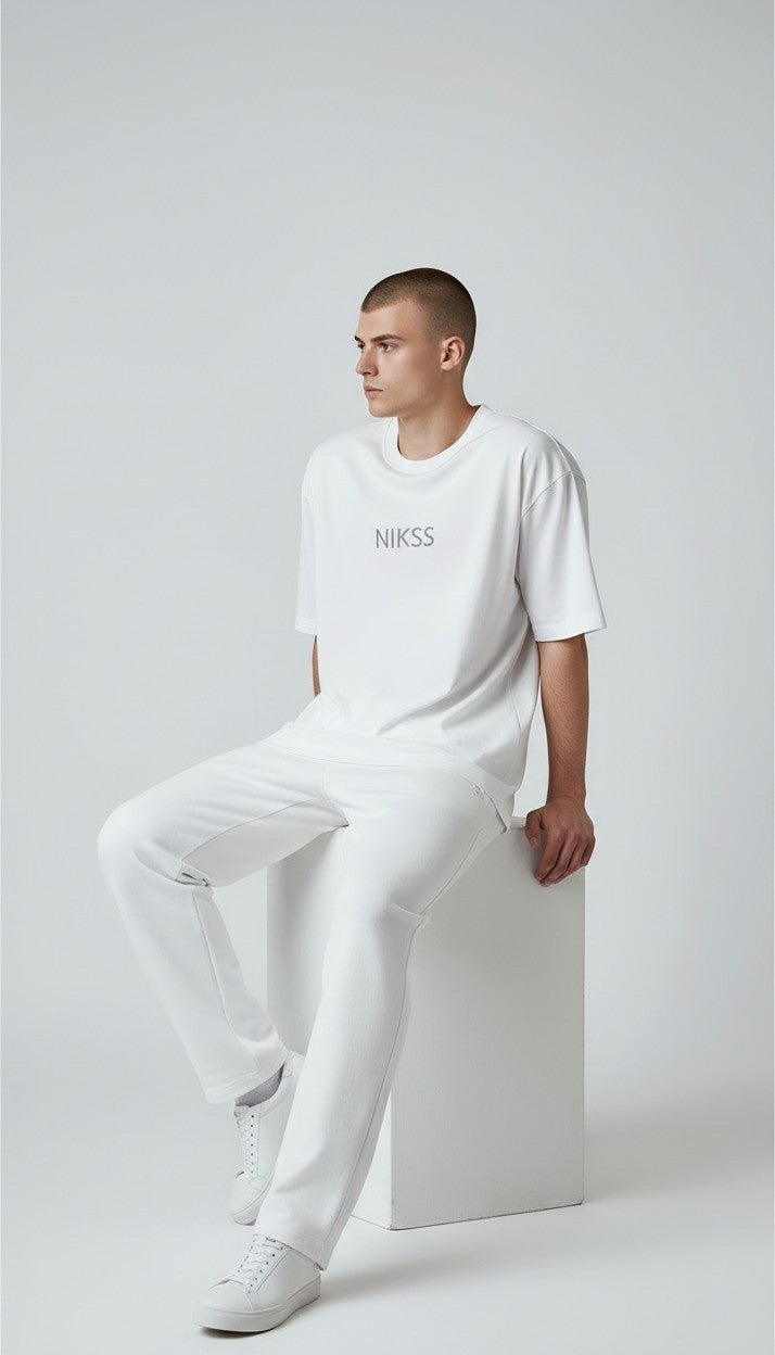 NIKSS Forged In Silver Tee-Crisp White 220G