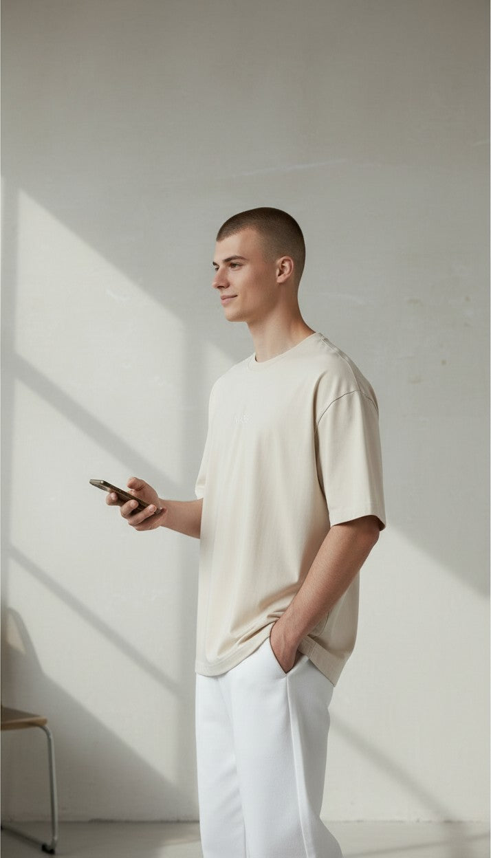 NIKSS Forged In Silver Tee-Sand Beige 220G