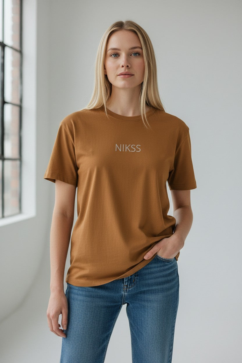 NIKSS Forged In Silver Tee-Women`s Fit Rust Brown 180G