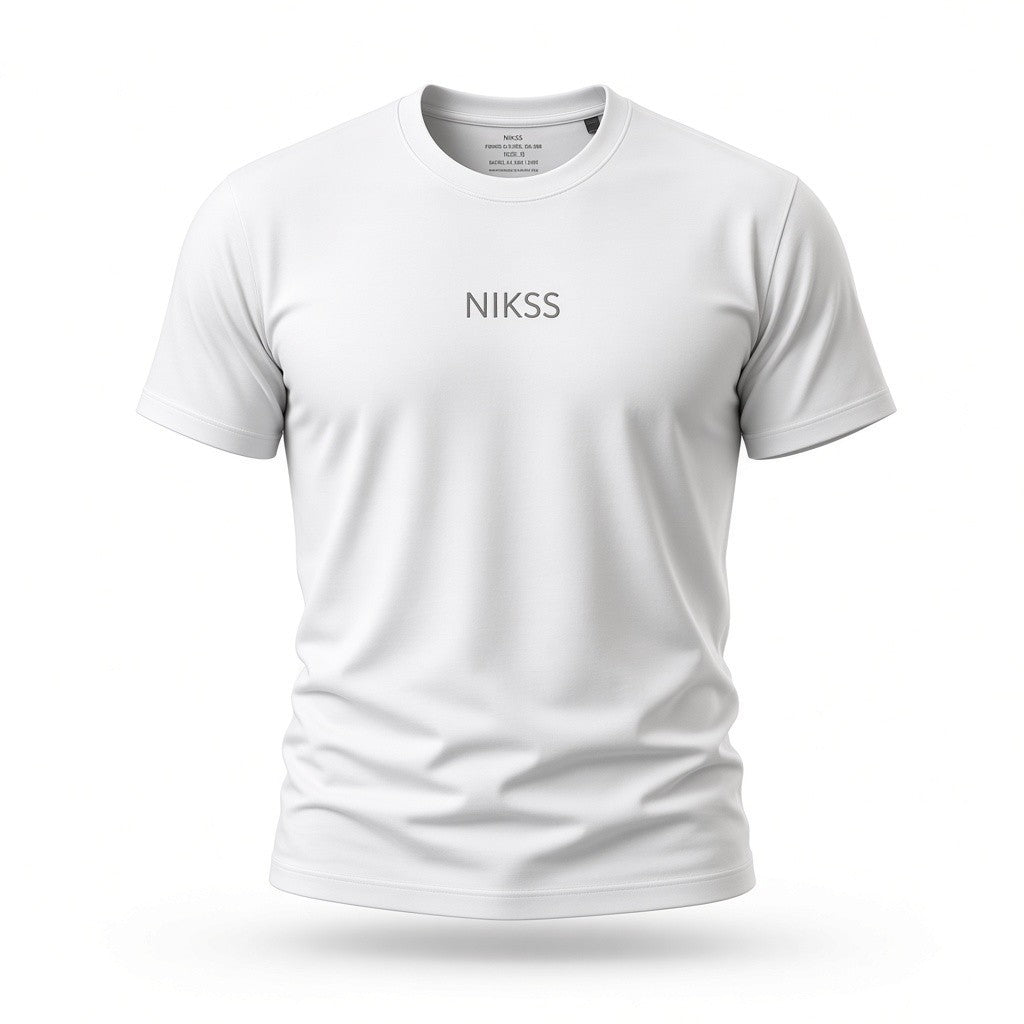 NIKSS Forged In Silver Tee-Crisp White 220G