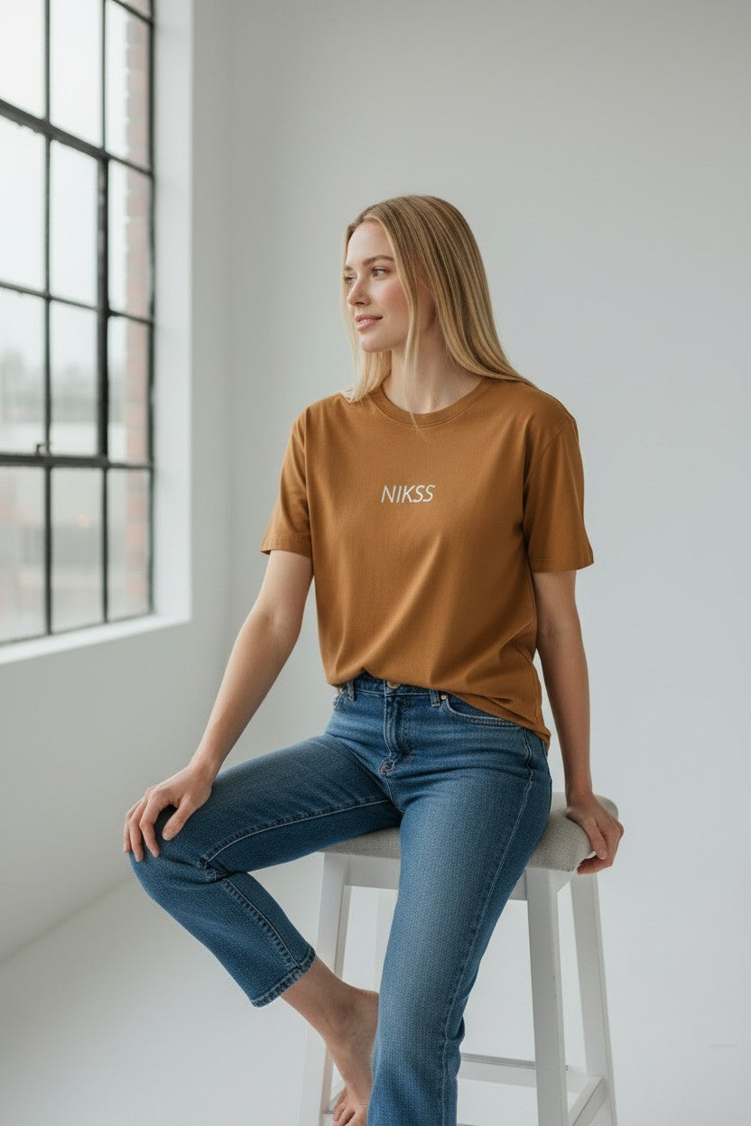 NIKSS Forged In Silver Tee-Women`s Fit Rust Brown 180G