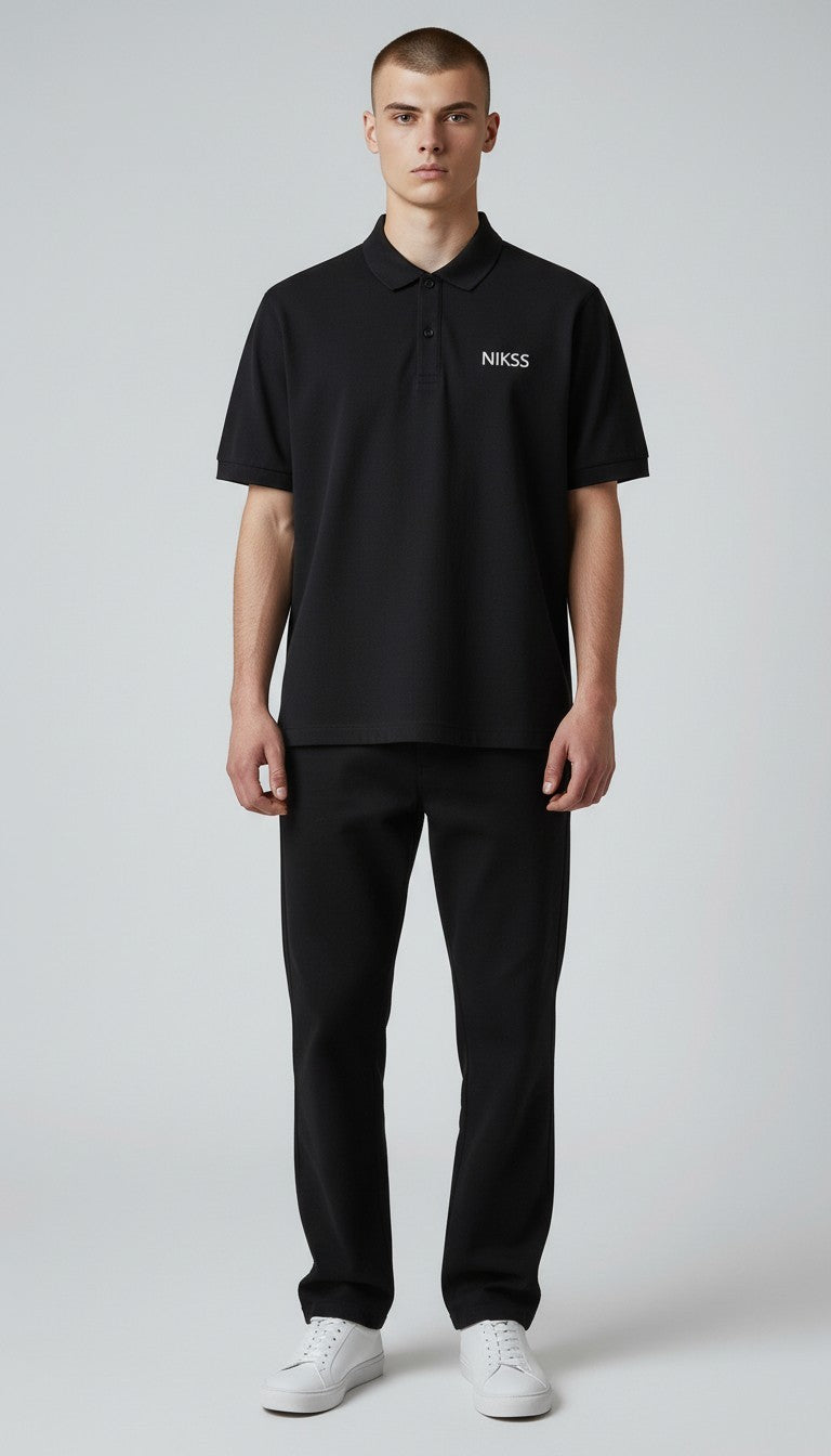 NIKSS Silver Masterpiece Premium Polo-Classic Black